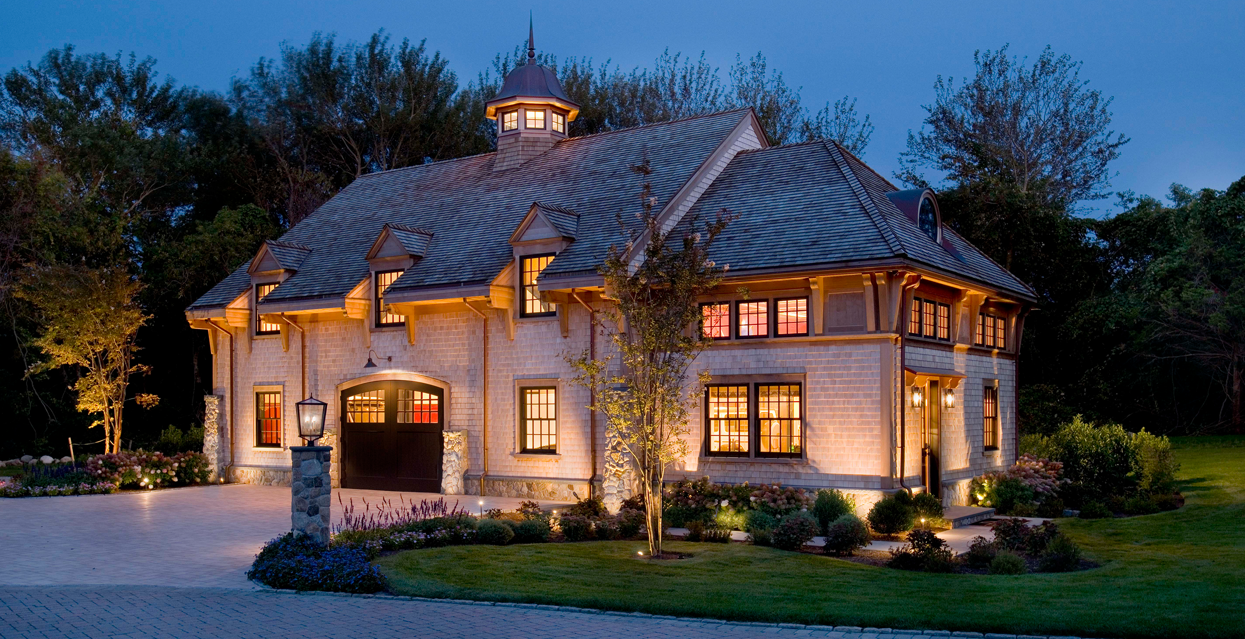 Car Barn Exterior at Dusk